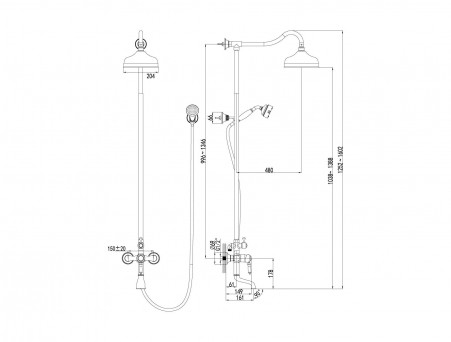 Смеситель для Ванны «Lemark» Тропический Дождь 48 Villa (LM4862B)