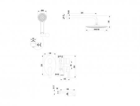 Смеситель для Ванны и Душа «Lemark» Встраиваемый 32 Atlantiss (LM3222C)
