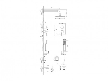 Смеситель для Ванны и Душа «Lemark» Встраиваемый 45 Unit (LM4522C)