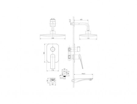 Смеситель для Ванны и Душа «Lemark» Встраиваемый 59 Allegro (LM5922CW)