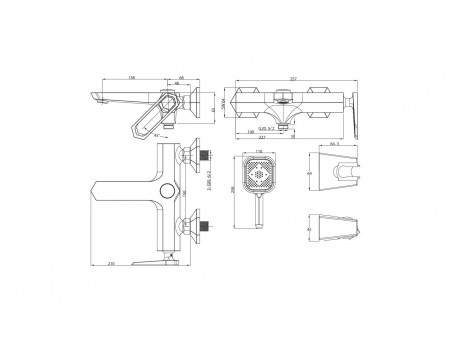 Смеситель для Ванны с Душем «Lemark» 39 Prizma (LM3914C)
