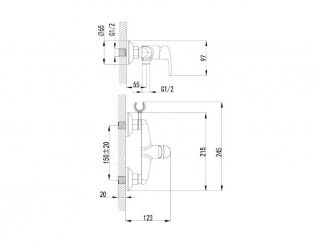 Смеситель с Гигиеническим Душем «Lemark» Настенный 33 Pramen (LM3318B)