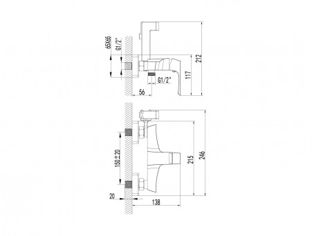 Смеситель с Гигиеническим Душем «Lemark» Настенный 45 Unit (LM4518C)