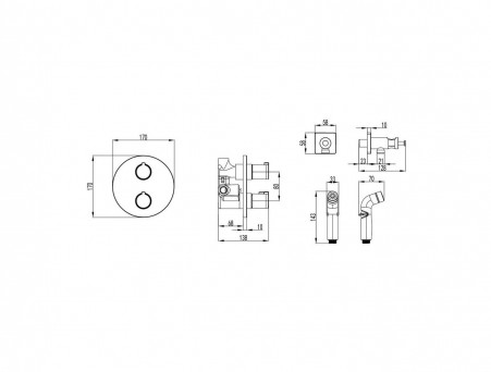 Термостат с Гигиеническим Душем «Lemark» Встраиваемый 78 Yeti (LM7819C)