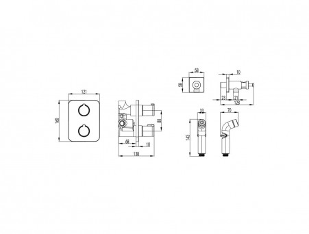 Термостат с Гигиеническим Душем «Lemark» Встраиваемый 78 Yeti (LM7820C)