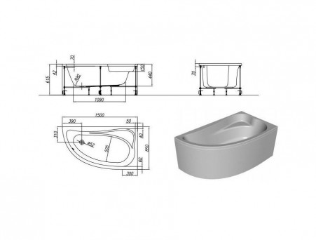 Фронтальная Панель «Kolpa-San» Calando 150x85 L (099825)