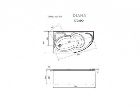 Фронтальная Панель «MarkaOne» Flat Diana 170x90 L/R (4680043353170)