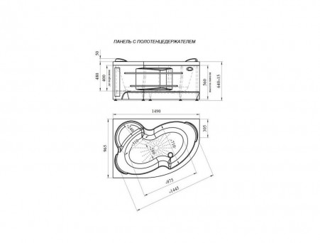 Фронтальная Панель «Vannesa» Ирма 149х96 R с Полотенцедержателем (2-21-0-2-0-216)