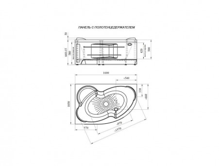 Фронтальная Панель «Vannesa» Ирма 160х105 L с Полотенцедержателем (2-21-0-1-0-229)