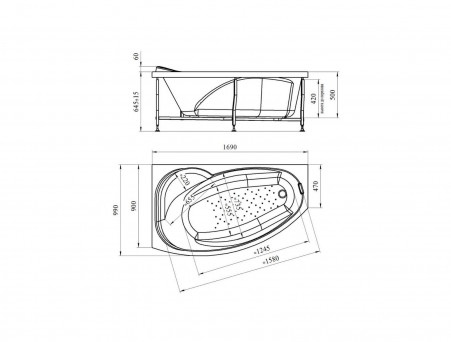 Фронтальная Панель «Vannesa» София 169х99 L с Полотенцедержателем (2-21-0-1-0-223)